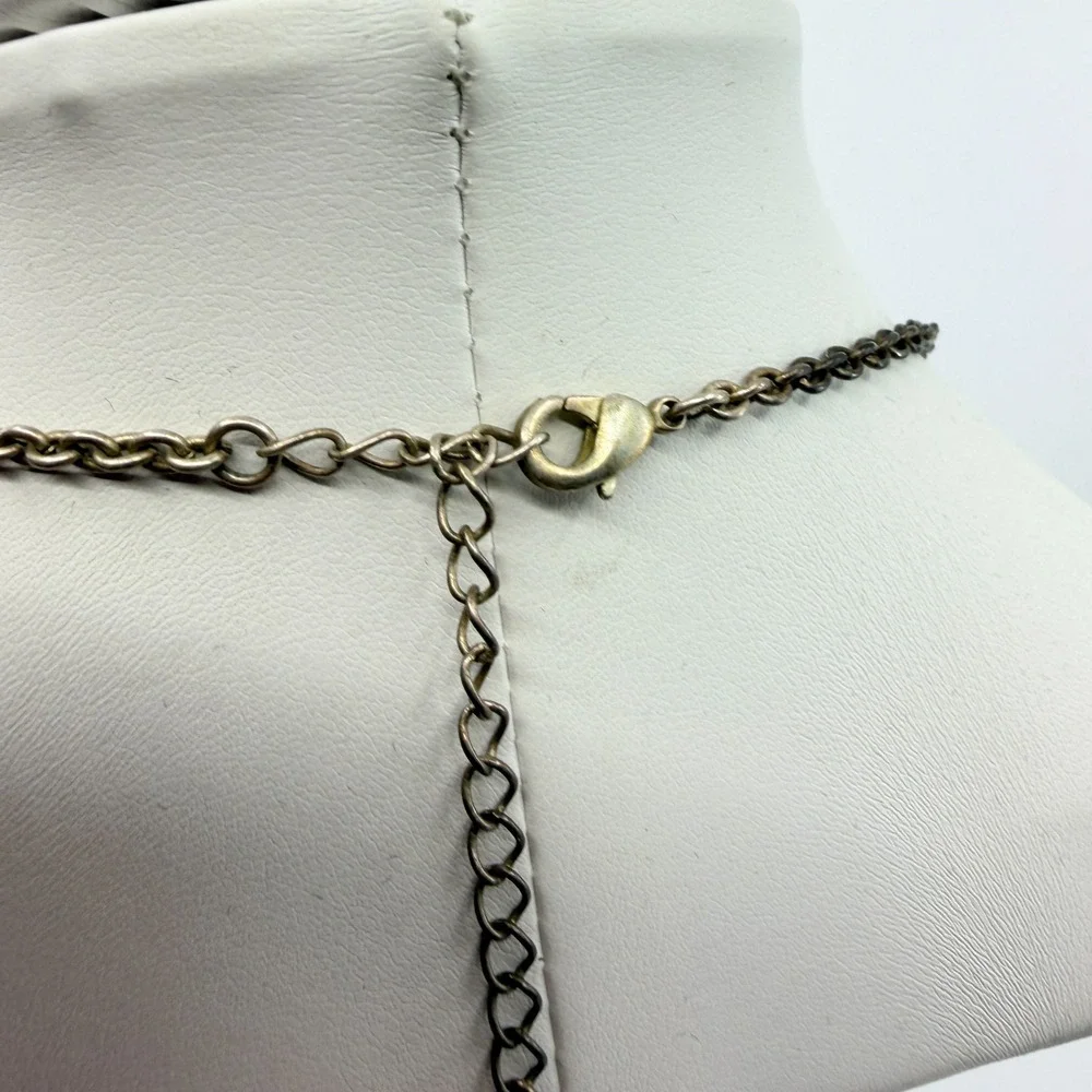 Vintage Silver Tone Multi Charm Necklace Sun Heart Butterfly Celestial Bead Boho